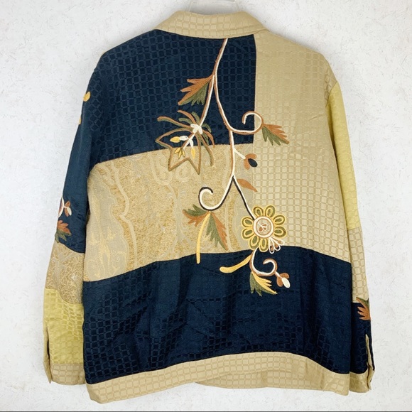 Vintage Indigo Moon boho sunflower patchwork jacket floral retro bohemian - Picture 7 of 12